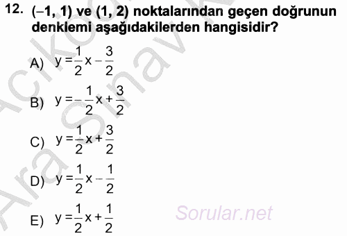 Genel Matematik 2012 - 2013 Ara Sınavı 12.Soru