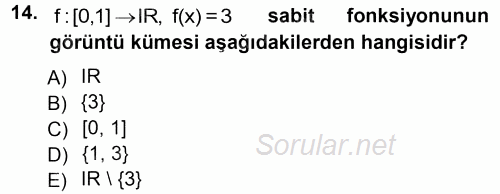 Genel Matematik 2012 - 2013 Ara Sınavı 14.Soru