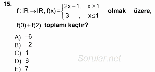 Genel Matematik 2012 - 2013 Ara Sınavı 15.Soru