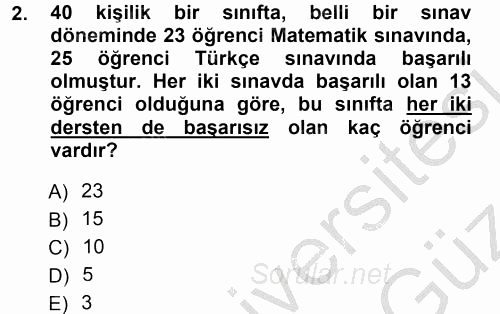 Genel Matematik 2012 - 2013 Ara Sınavı 2.Soru