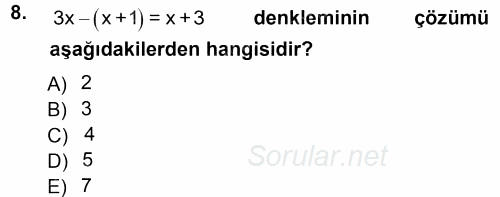 Genel Matematik 2012 - 2013 Ara Sınavı 8.Soru