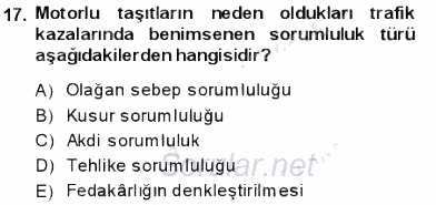 İş Sağlığı ve Güvenliği 2013 - 2014 Ara Sınavı 17.Soru