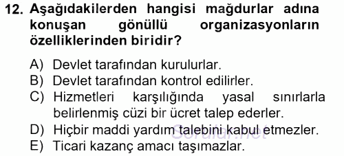 Suç Sosyolojisi 2014 - 2015 Tek Ders Sınavı 12.Soru