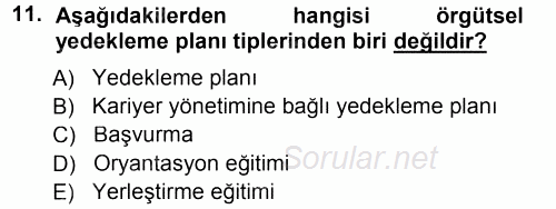 Performans ve Kariyer Yönetimi 2012 - 2013 Dönem Sonu Sınavı 11.Soru