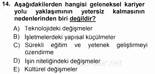 Performans ve Kariyer Yönetimi 2012 - 2013 Dönem Sonu Sınavı 14.Soru