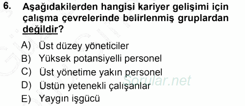 Performans ve Kariyer Yönetimi 2012 - 2013 Dönem Sonu Sınavı 6.Soru