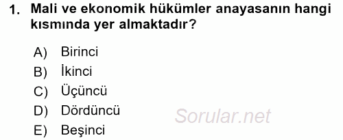 Sağlık Kurumları Mevzuatı 2017 - 2018 Ara Sınavı 1.Soru