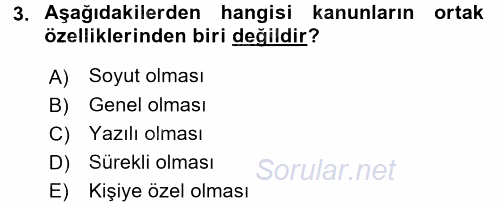 Sağlık Kurumları Mevzuatı 2017 - 2018 Ara Sınavı 3.Soru