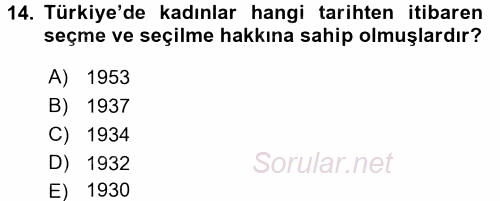 Sosyal Bilimlerde Temel Kavramlar 2017 - 2018 Ara Sınavı 14.Soru