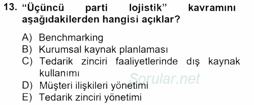 Muhasebe Yazılımları 2013 - 2014 Tek Ders Sınavı 13.Soru