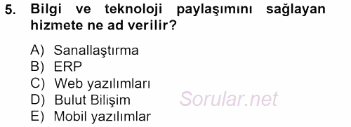 Muhasebe Yazılımları 2013 - 2014 Tek Ders Sınavı 5.Soru