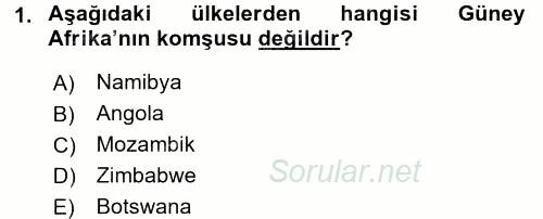 Gelişmekte Olan Ülkelerde Siyaset 2017 - 2018 Ara Sınavı 1.Soru