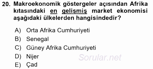 Gelişmekte Olan Ülkelerde Siyaset 2017 - 2018 Ara Sınavı 20.Soru