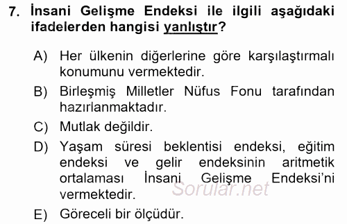 Gelişmekte Olan Ülkelerde Siyaset 2017 - 2018 Ara Sınavı 7.Soru
