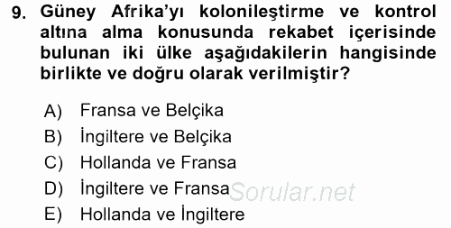 Gelişmekte Olan Ülkelerde Siyaset 2017 - 2018 Ara Sınavı 9.Soru