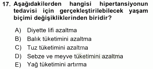 Yaşlılarda Görülebilecek Sorunlar Ve Bakım Hizmetleri 2017 - 2018 Ara Sınavı 17.Soru