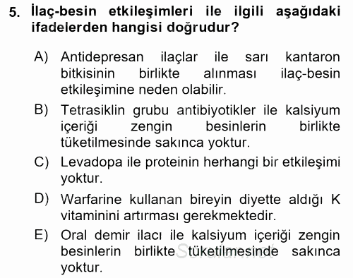 Yaşlılarda Görülebilecek Sorunlar Ve Bakım Hizmetleri 2017 - 2018 Ara Sınavı 5.Soru