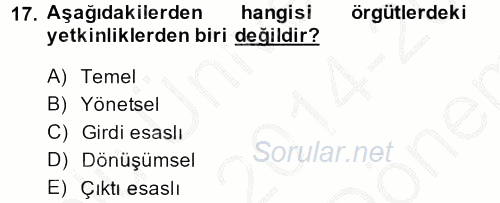 Yönetici Asistanlığı 2014 - 2015 Dönem Sonu Sınavı 17.Soru