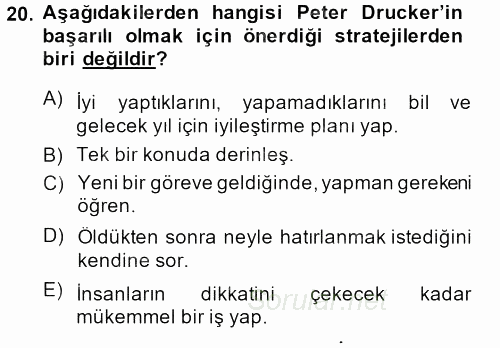 Yönetici Asistanlığı 2014 - 2015 Dönem Sonu Sınavı 20.Soru