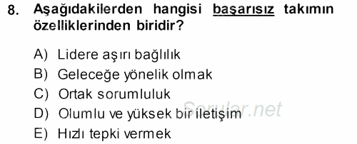 Yönetici Asistanlığı 2014 - 2015 Dönem Sonu Sınavı 8.Soru