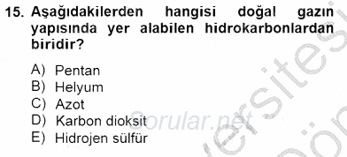 Geleneksel Enerji Kaynakları 2013 - 2014 Dönem Sonu Sınavı 15.Soru