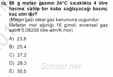 Geleneksel Enerji Kaynakları 2013 - 2014 Dönem Sonu Sınavı 16.Soru