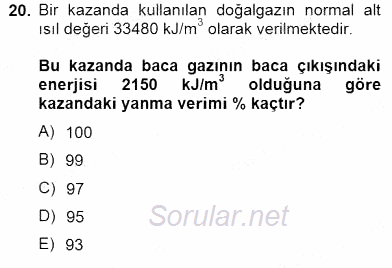 Geleneksel Enerji Kaynakları 2013 - 2014 Dönem Sonu Sınavı 20.Soru