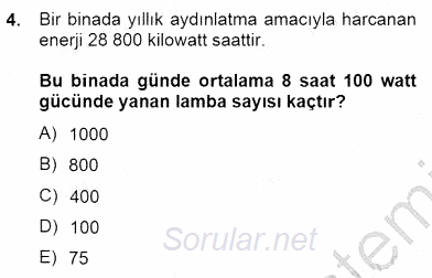 Geleneksel Enerji Kaynakları 2013 - 2014 Dönem Sonu Sınavı 4.Soru