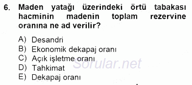 Geleneksel Enerji Kaynakları 2013 - 2014 Dönem Sonu Sınavı 6.Soru