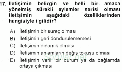 İletişim Bilgisi 2015 - 2016 Tek Ders Sınavı 17.Soru