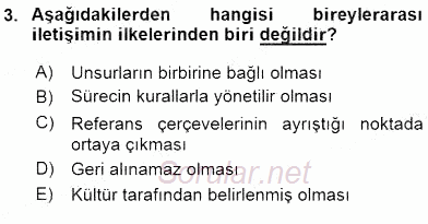 İletişim Bilgisi 2015 - 2016 Tek Ders Sınavı 3.Soru