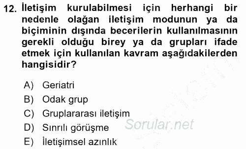 Görüşme Teknikleri 2016 - 2017 3 Ders Sınavı 12.Soru