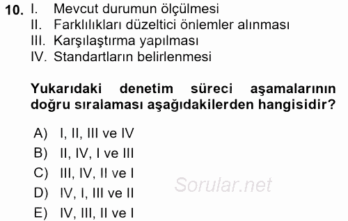 Termal ve Spa Hizmetleri 2015 - 2016 Dönem Sonu Sınavı 10.Soru