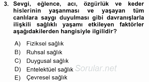 Termal ve Spa Hizmetleri 2015 - 2016 Dönem Sonu Sınavı 3.Soru
