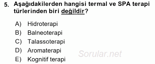 Termal ve Spa Hizmetleri 2015 - 2016 Dönem Sonu Sınavı 5.Soru
