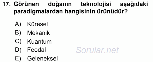 Ekonomi Sosyolojisi 2016 - 2017 Dönem Sonu Sınavı 17.Soru