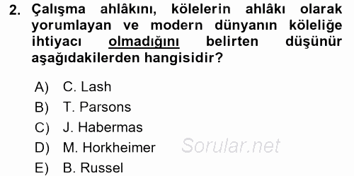 Ekonomi Sosyolojisi 2016 - 2017 Dönem Sonu Sınavı 2.Soru