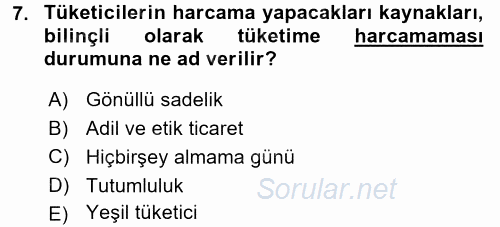 Ekonomi Sosyolojisi 2016 - 2017 Dönem Sonu Sınavı 7.Soru
