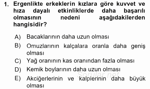Çocuk Gelişimi 2017 - 2018 Dönem Sonu Sınavı 1.Soru