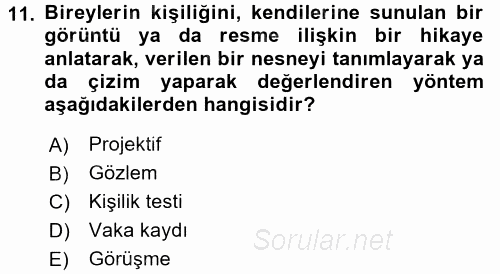 Çocuk Gelişimi 2017 - 2018 Dönem Sonu Sınavı 11.Soru