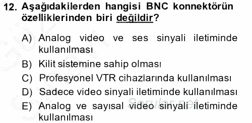 Kamera Tekniğine Giriş 2014 - 2015 Ara Sınavı 12.Soru