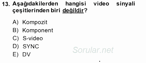 Kamera Tekniğine Giriş 2014 - 2015 Ara Sınavı 13.Soru