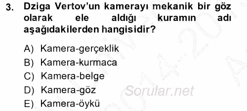 Kamera Tekniğine Giriş 2014 - 2015 Ara Sınavı 3.Soru