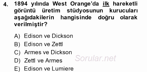 Kamera Tekniğine Giriş 2014 - 2015 Ara Sınavı 4.Soru