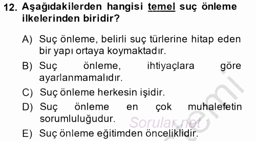 Özel Güvenlik Hizmetlerinde Güvenlik Önlemleri 2014 - 2015 Ara Sınavı 12.Soru