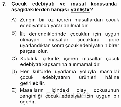 Okulöncesinde Çocuk Edebiyatı 2014 - 2015 Dönem Sonu Sınavı 7.Soru