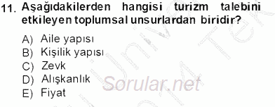 Genel Turizm Bilgisi 2013 - 2014 Tek Ders Sınavı 11.Soru