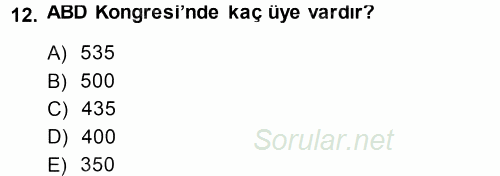 Amerikan Dış Politikası 2014 - 2015 Ara Sınavı 12.Soru