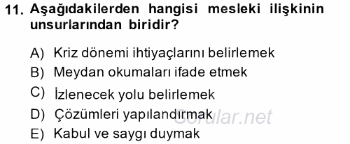Sosyal Hizmet Uygulamaları 2014 - 2015 Dönem Sonu Sınavı 11.Soru