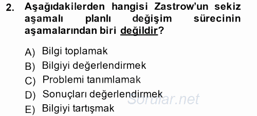 Sosyal Hizmet Uygulamaları 2014 - 2015 Dönem Sonu Sınavı 2.Soru